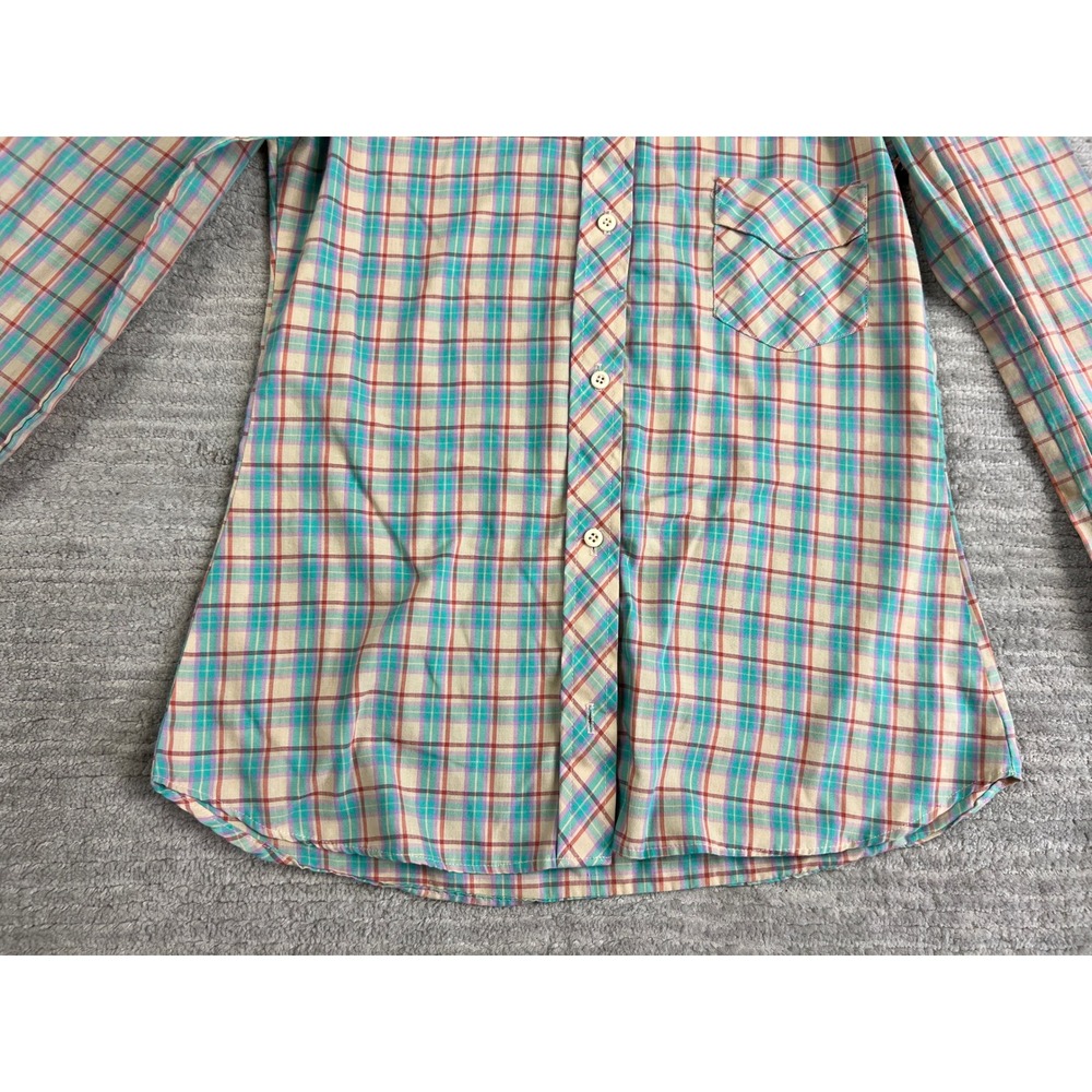 Tem Tex Western Shirt Womens M Multi Color Plaid Puff Sleeve Button Up Vintage - Picture 3 of 14